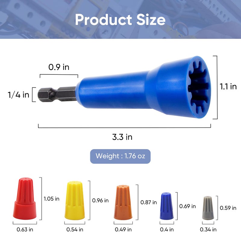 LISTENJIALE Wire Nut Twister,LISTENJIALE Wire Twister Tool for Drill and Wire Connector Driver with 1/4" Chuck(Blue) - Image 3