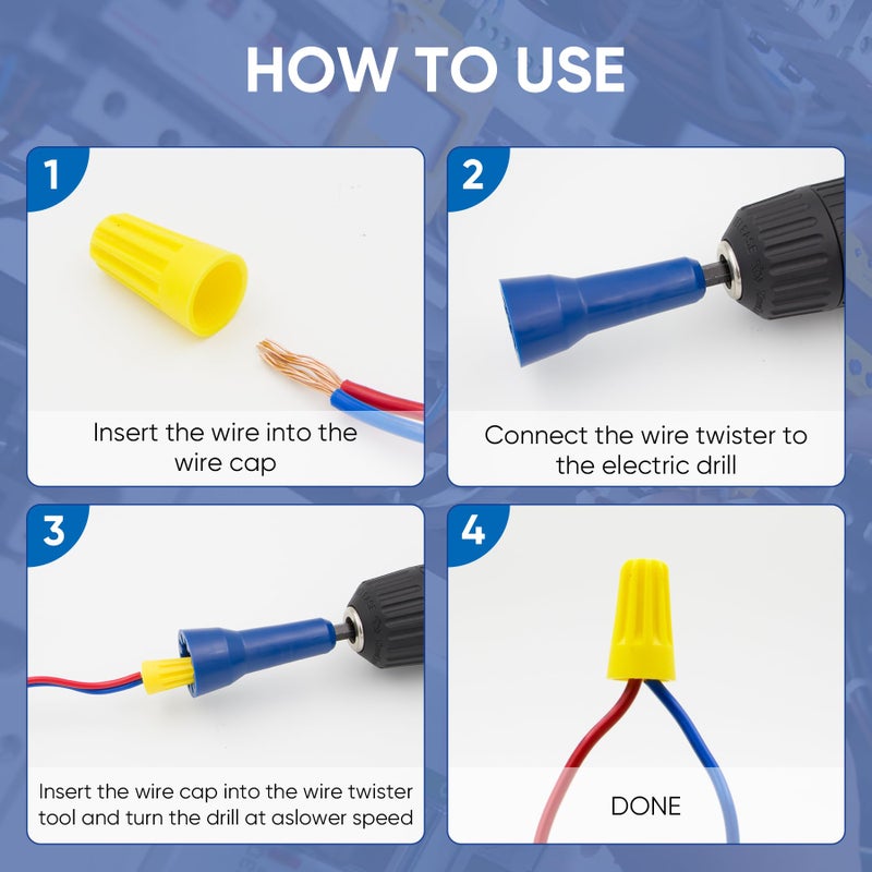 LISTENJIALE Wire Nut Twister,LISTENJIALE Wire Twister Tool for Drill and Wire Connector Driver with 1/4" Chuck(Blue) - Image 5