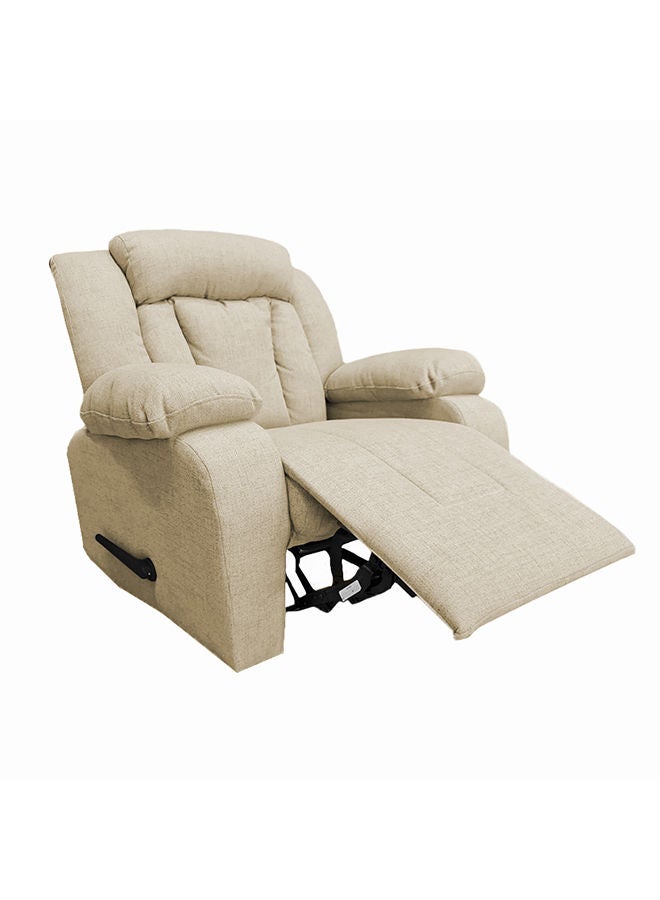 REGAL IN HOUSE Linen Upholstered Rocking Recliner Chair With Bed Mode - Off White - 90x100x80cm  - Image 2
