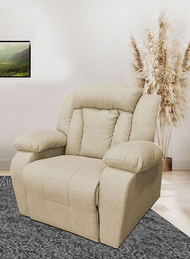 REGAL IN HOUSE Linen Upholstered Rocking Recliner Chair With Bed Mode - Off White - 90x100x80cm  - Image 1