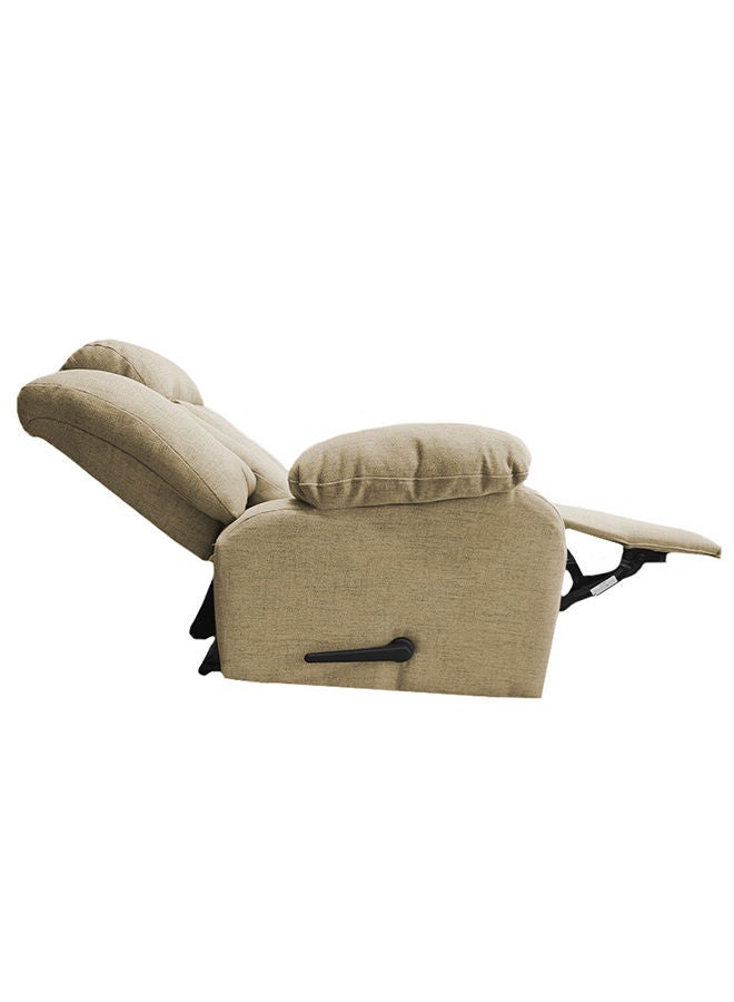 REGAL IN HOUSE Linen Upholstered Rocking Recliner Chair With Bed Mode - Off White - 90x100x80cm  - Image 3