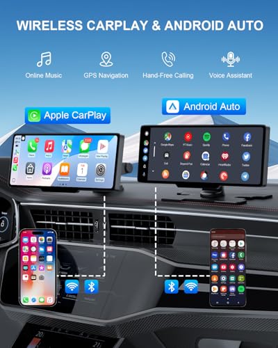 25HOURS HK3 Carplay Screen for Car 1026 Wireless Apple Car Play Android Auto Touchscreen with 4K Dash Cam1080P Backup Camera64GB TF card Car StereoGPS NavigationMirror LinkBluetoothVoice Control - Image 3