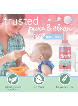 Dreft Bottle and Dish Soap | Made to Clean Baby Bottles, Sippy Cups, Pacifiers, Breast Pumps, & More | Gently Removes Milk Film & Odors | Plant Based, Fragrance Free Dish Soap | 3 Fl Oz (Pack of 2) - view 2