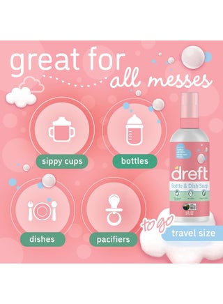 Dreft Bottle and Dish Soap | Made to Clean Baby Bottles, Sippy Cups, Pacifiers, Breast Pumps, & More | Gently Removes Milk Film & Odors | Plant Based, Fragrance Free Dish Soap | 3 Fl Oz (Pack of 2) - view 4