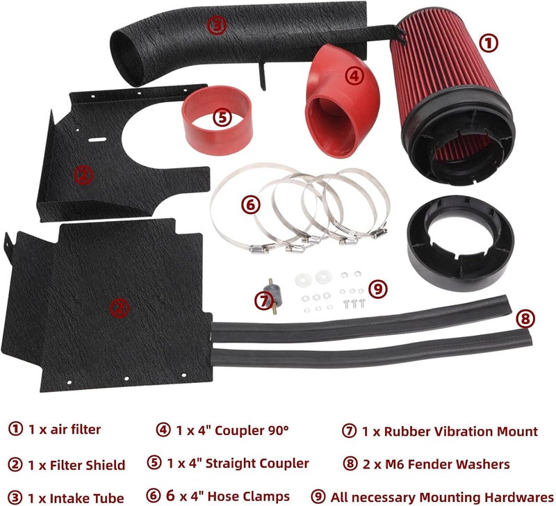 OBUYTO 4 Inch Performance Cold Air Intake Filter Kit - Image 3