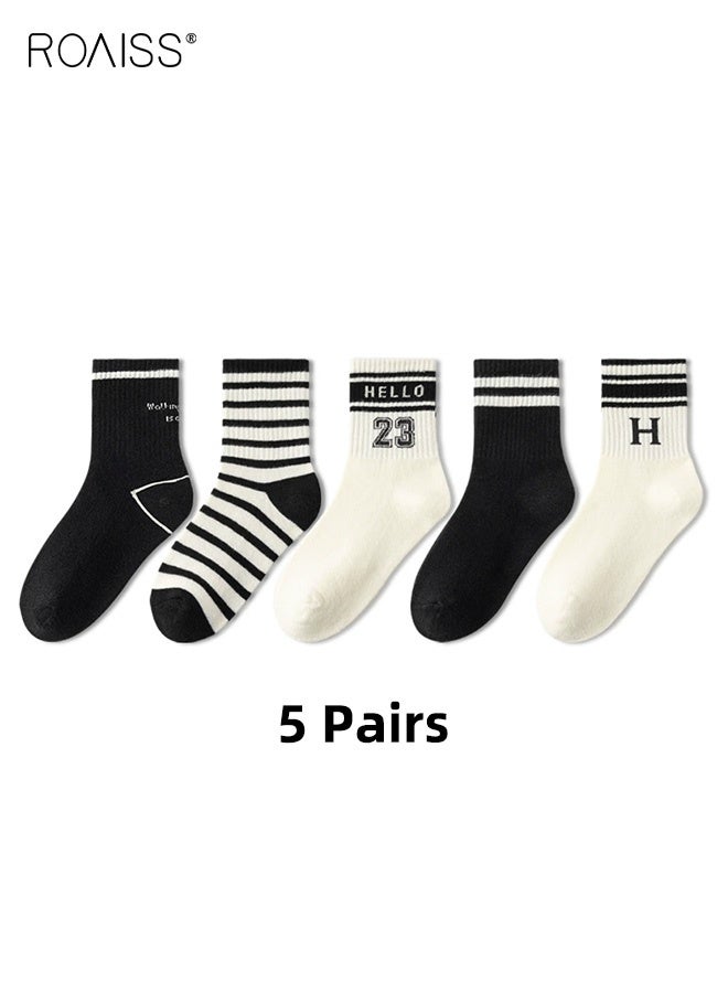 رويس 5 أزواج من الجوارب القصيرة للبنين، مجموعة جوارب رياضية مريحة، جوارب قصيرة للأطفال بتصاميم بسيطة، جوارب قصيرة للبنين، مناسبة لجميع الفصول - Image 1