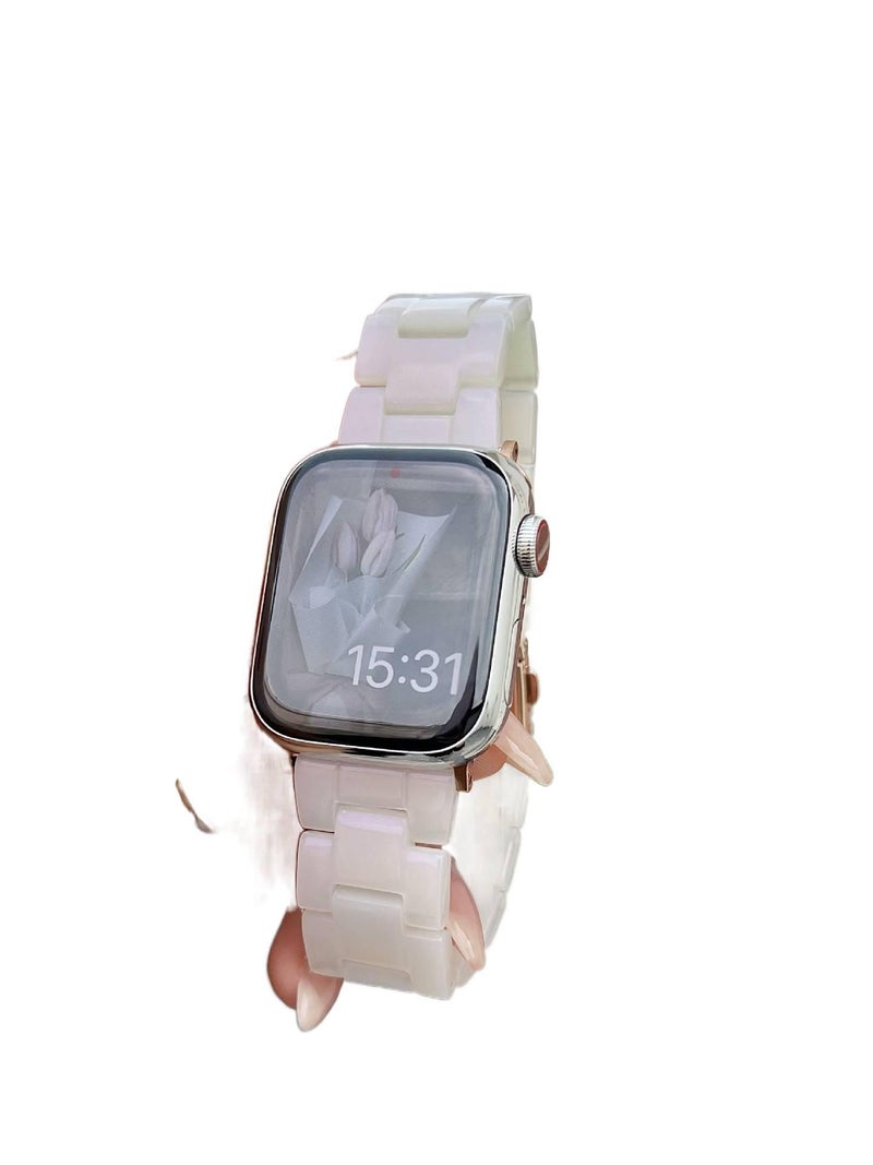 Black Resin Bracelet Strap Smartwatch Band Compatible with Apple Watch / SE with Adjustable Fit Replacement Strap for Daily Wear - Image 1