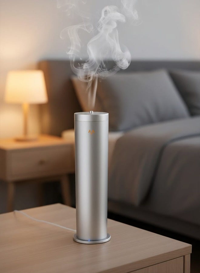 7MD Smart 1000ml Aroma Diffuser, Ultrasonic Essential Oil Diffuser, Remote Control, LED Light, Auto Shut Off, Large Room Humidifier, Aromatherapy Air Purifier for Home and Office (Silver) - Image 2
