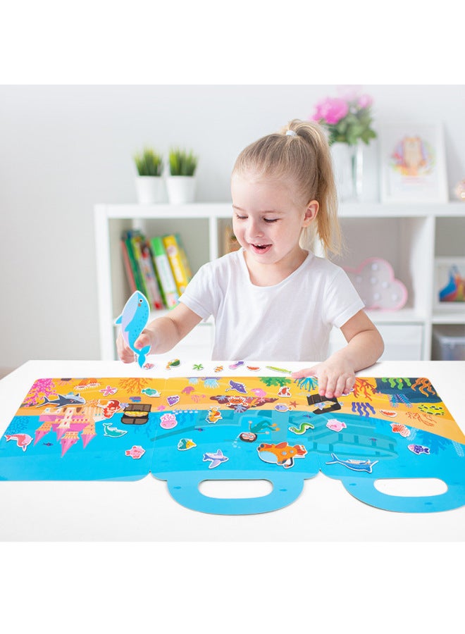 ملصقات الألغاز المغناطيسية للأطفال التنوير المعرفي التعليم المبكر الذكاء ألعاب ألغاز الحيوانات ثلاثية الأبعاد - اللون: لغز عالم تحت الماء المغناطيسي - MQY - Image 3