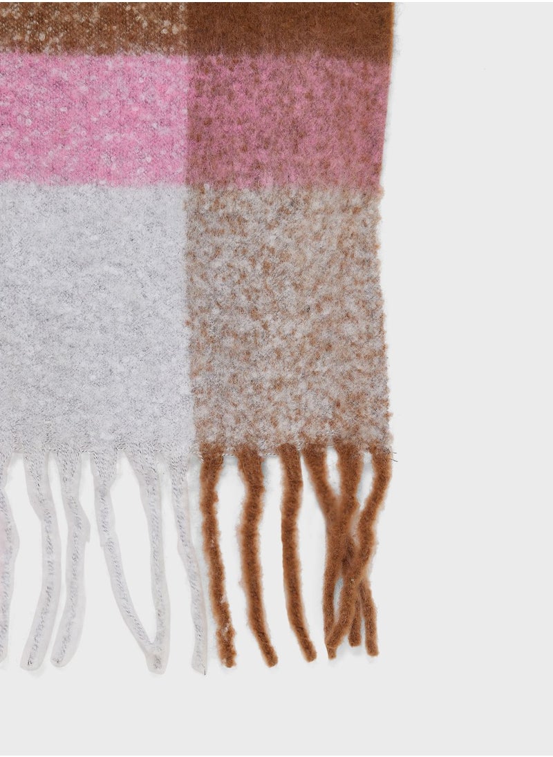 ONLY - Onljenna Life Check Brush Scarf - Image 1