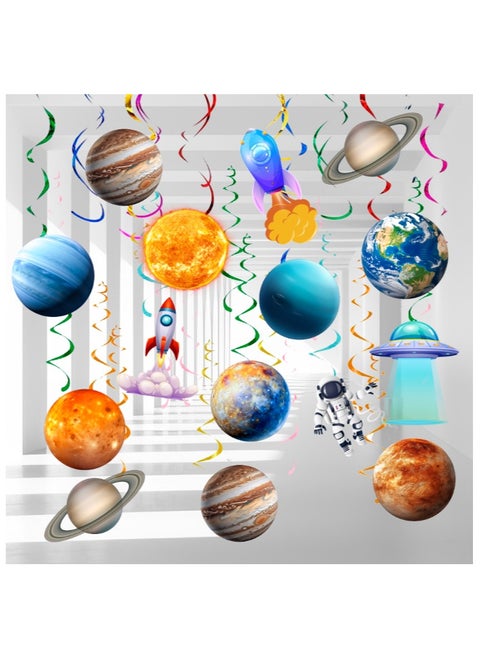 Solar System Hanging Swirl, 34pcs Space Themed Party Decorations Outer Space Party Ceiling Hanging Swirls Streamers Planets Swirl Decorations