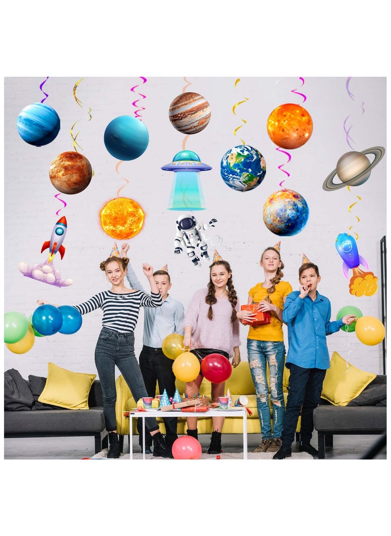 Solar System Hanging Swirl, 34pcs Space Themed Party Decorations Outer Space Party Ceiling Hanging Swirls Streamers Planets Swirl Decorations
