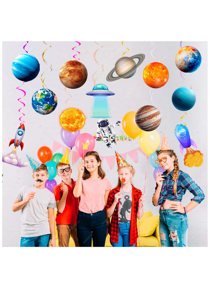 Solar System Hanging Swirl, 34pcs Space Themed Party Decorations Outer Space Party Ceiling Hanging Swirls Streamers Planets Swirl Decorations