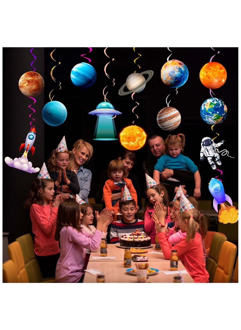 Solar System Hanging Swirl, 34pcs Space Themed Party Decorations Outer Space Party Ceiling Hanging Swirls Streamers Planets Swirl Decorations