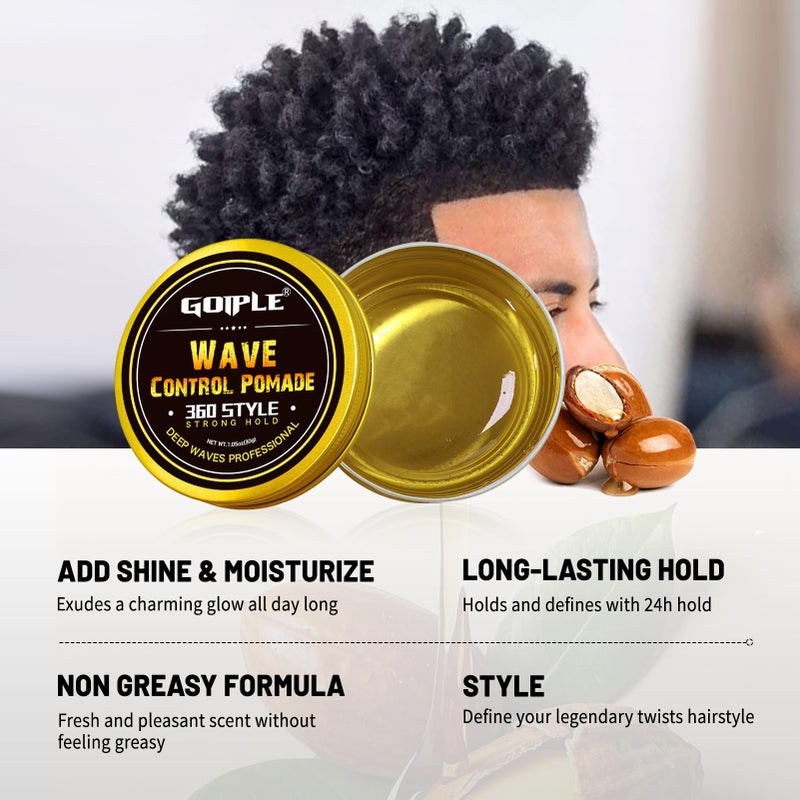 Goiple Wave Pomade Twist Sponge Brush Twist Styler Comb for Black Men - Washable Afro Curl Sponge Racket for Barbers & Daily Use, Ideal for Curly, Coiled, 4C Hair - Hair Pick Comb Rose Water Spray Set - Image 4
