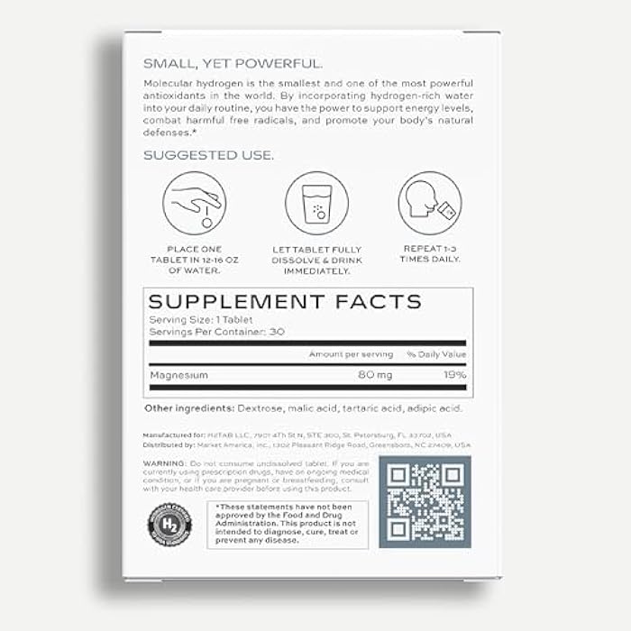 H2TAB Molecular H2TAB Hydrogen Tablets with Magnesium -12 PPM Hydrogen Tablets for Drinking Water -Rich in Antioxidants, Supports Cellular Health, Recovery & Cognitive Function (30 Counts, Unflavored) - Image 2