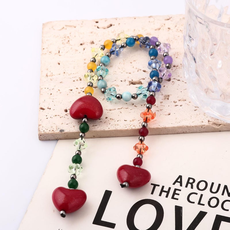 SORGERLY Heart Beaded Bag Charm for Handbag - Cute Colorful Beads Tote Purse Accessories - Designer Gift for Women - Image 4