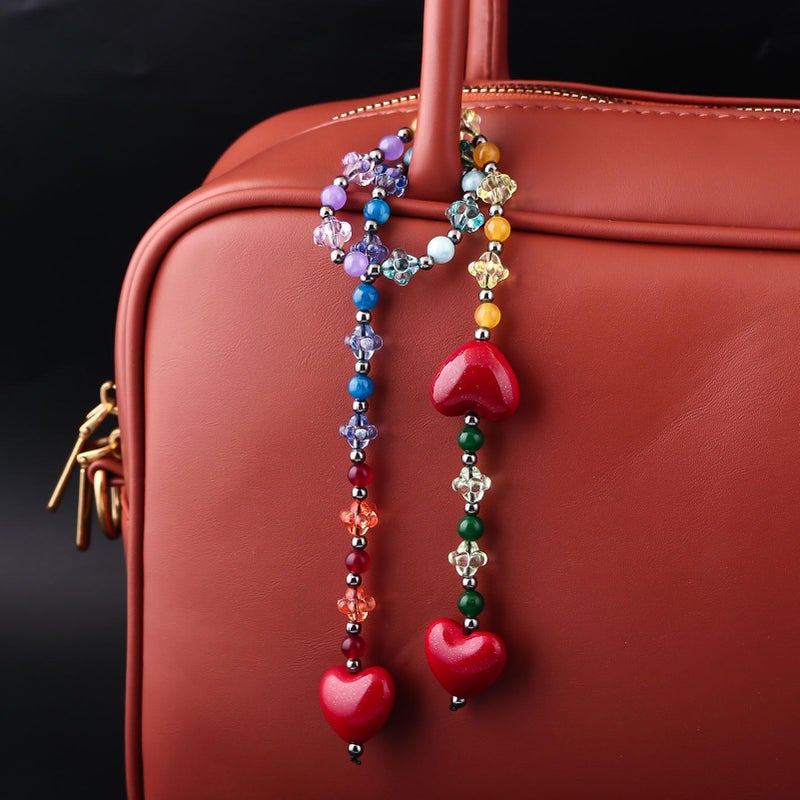 SORGERLY Heart Beaded Bag Charm for Handbag - Cute Colorful Beads Tote Purse Accessories - Designer Gift for Women - Image 2