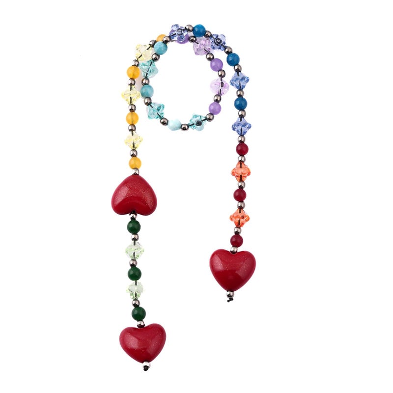 SORGERLY Heart Beaded Bag Charm for Handbag - Cute Colorful Beads Tote Purse Accessories - Designer Gift for Women - Image 1