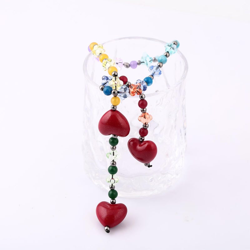 SORGERLY Heart Beaded Bag Charm for Handbag - Cute Colorful Beads Tote Purse Accessories - Designer Gift for Women - Image 5
