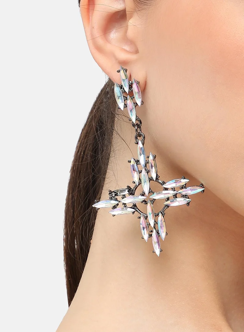 سوهي قرط متدلي من الحجر مصمم للحفلات مطلي بالذهب