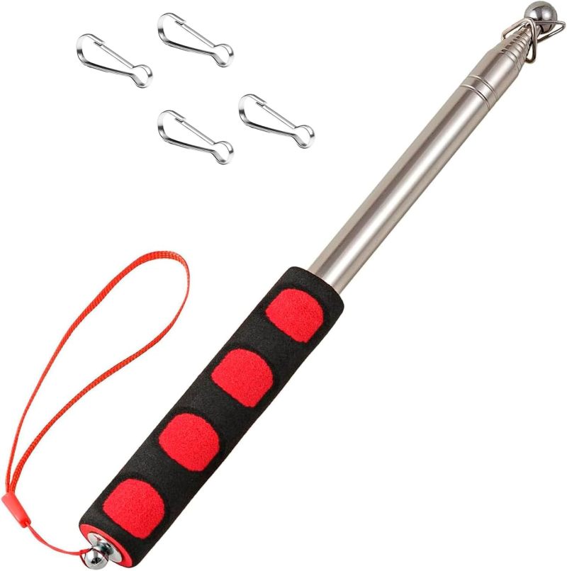 Telescopic Flagpole 8.2ft Adjustable Stainless Steel - Anti-Slip Sponge Grip Portable Flag Pole With 4 Clips for Tour Guides Educators Event Organizers - Image 1