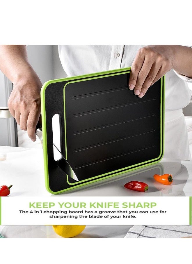 Generic - 4 in 1 Revolutionary Thaw, Chop & Cutting Board Multifunctional with Knife Sharpener, Fast Defrosting, Garlic Grater & Dual-Sided Cutting Surface  Non Slip Design Easy Grip Handle Kitchen Essential - Image 1
