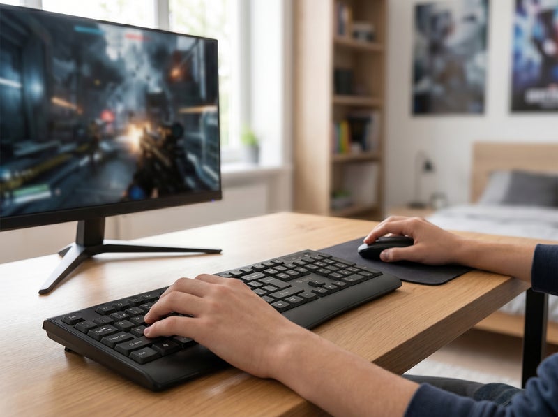 Black Wireless Keyboard and Mouse Combo, Complete Input Set, Ideal for Offices, Gaming, and Home Use, Featuring a Lightweight and Ergonomic Design, Model KM101. - Image 4