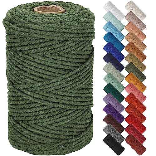 NOANTA Olive Green Macrame Cord 5mm x 109yards, Colored Macrame Rope Cotton Rope Macrame Yarn, Colorful Cotton Craft Cord for Wall Hanging, Plant Hangers, Crafts, Knitting - Image 1