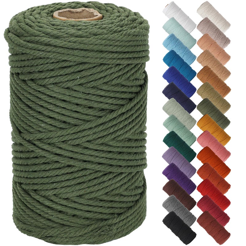 NOANTA Olive Green Macrame Cord 5mm x 109yards, Colored Macrame Rope Cotton Rope Macrame Yarn, Colorful Cotton Craft Cord for Wall Hanging, Plant Hangers, Crafts, Knitting - Image 4