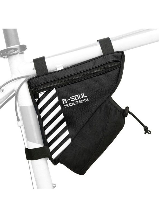 B-SOUL Polyester Triangle Bag With Water Bottle Pocket 20.5x18x5cm Black/White 20.5x18x5cm - Image 4