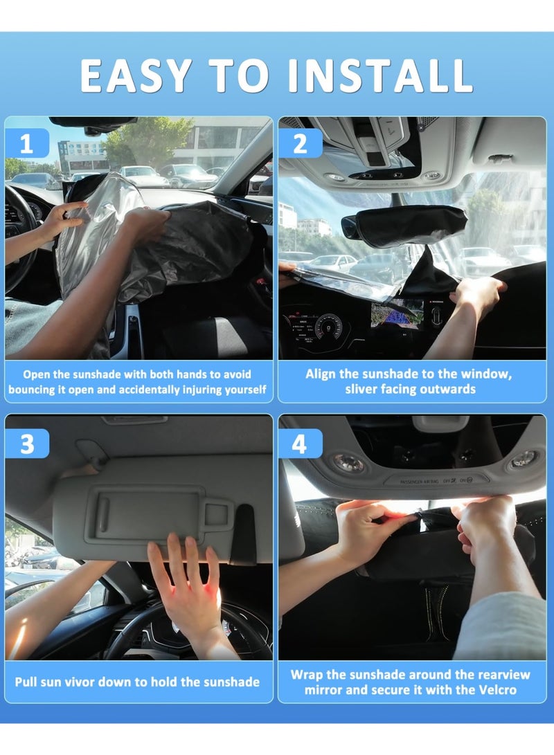 for Honda Accord 9th Gen 2013-2017 Sun Shade Sunshade Windshield Cover, 4-Layer Front Window Shade Custom Fit Accord Sun Visor Shield 240T Foldable Shade Blocks UV Rays Cooler Car Accessories - Image 5