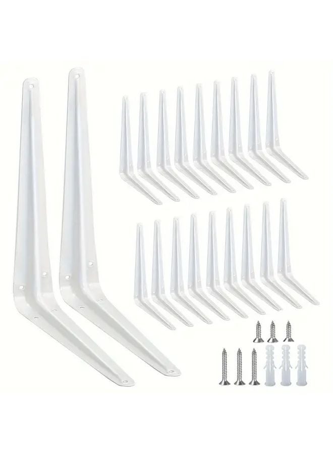 12 Pack 12x10 Inch White L Shaped Metal Shelf Brackets For Bookshelf Garden Board Installation - Image 1