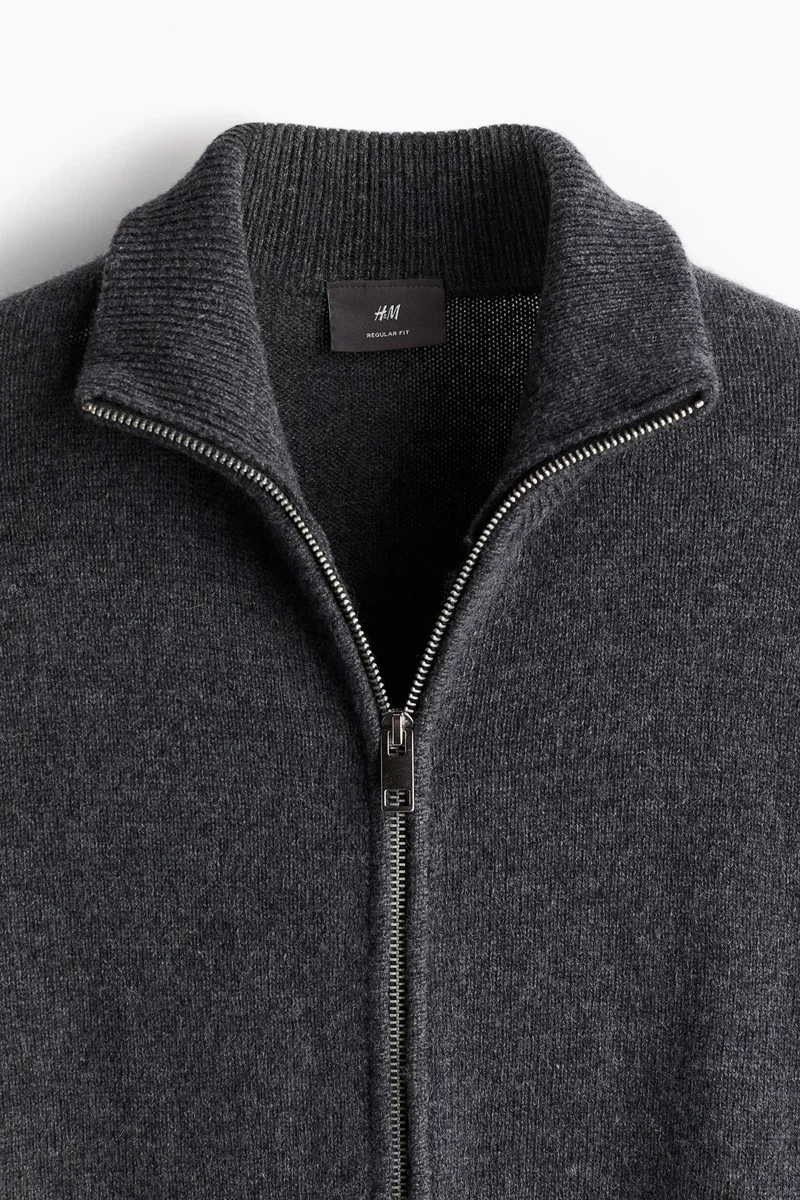 H&M Regular Fit Wool Zip-Through Cardigan