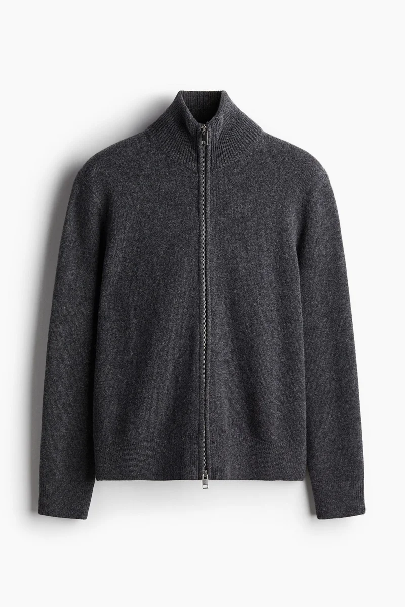 H&M Regular Fit Wool Zip-Through Cardigan