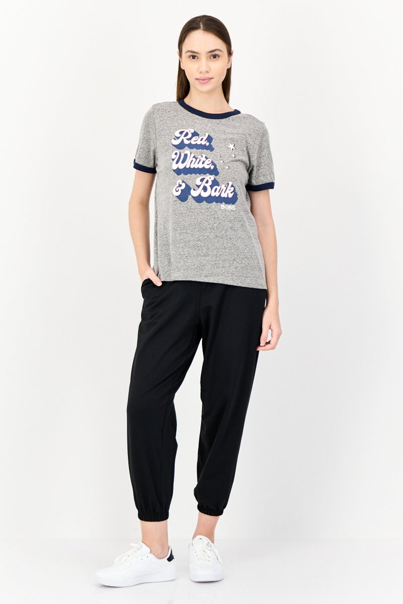 SKECHERS Bobs From Skechers Women Sportswear Fit Graphic Print Outdoor T-Shirt, Grey - Image 3
