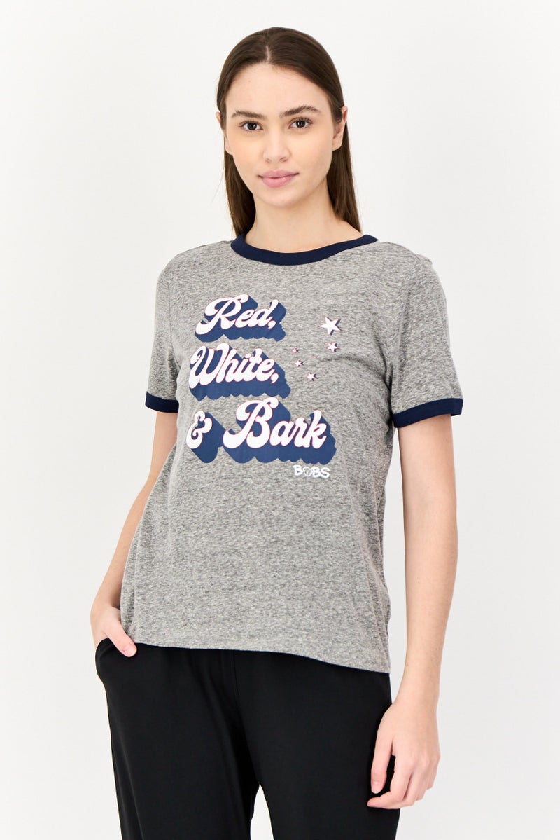 SKECHERS Bobs From Skechers Women Sportswear Fit Graphic Print Outdoor T-Shirt, Grey - Image 1