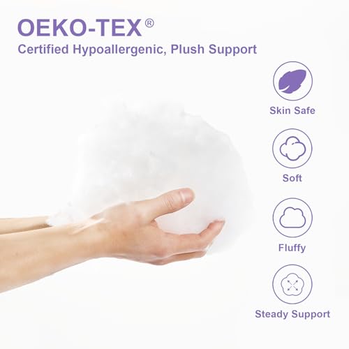 Wuuyuef 20x20 Pillow Inserts Set of 2 – Hypoallergenic Square Pillow Inserts, Oeko-TEX Certified Virgin Fiber Filling, Machine Washable - Image 4