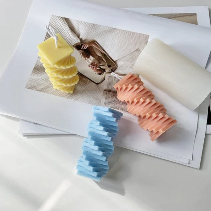MATIN IMPEX Square Spiral Geometry Spiral Shape Candle Silicone Rotating Square Candle Mold, DIY Handmade Art Scented Candle Making Molds Gifts Home Decor - Image 5