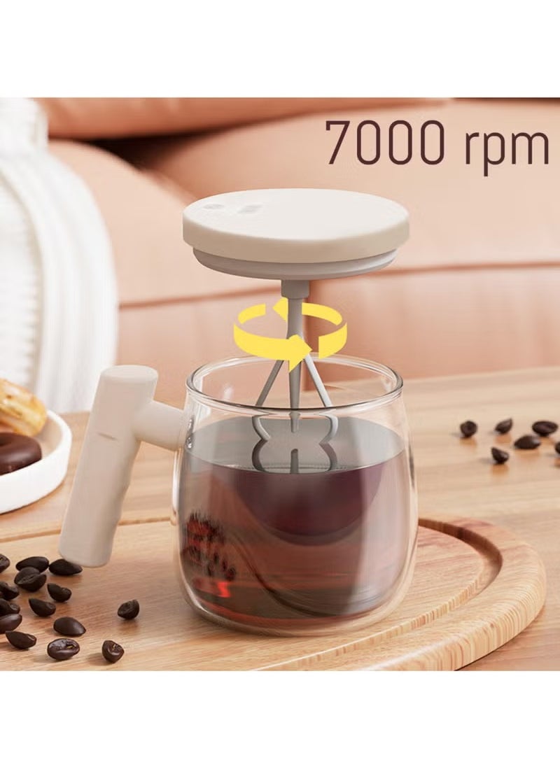MIXDE - Electric High Speed Mixing Cup, Upgrade Rechargeable Waterproof Glass Self Stirring Mug, 400ml Coffee Mixing Mug with Lid Detachable Stirring Rod for Home Office - Image 1
