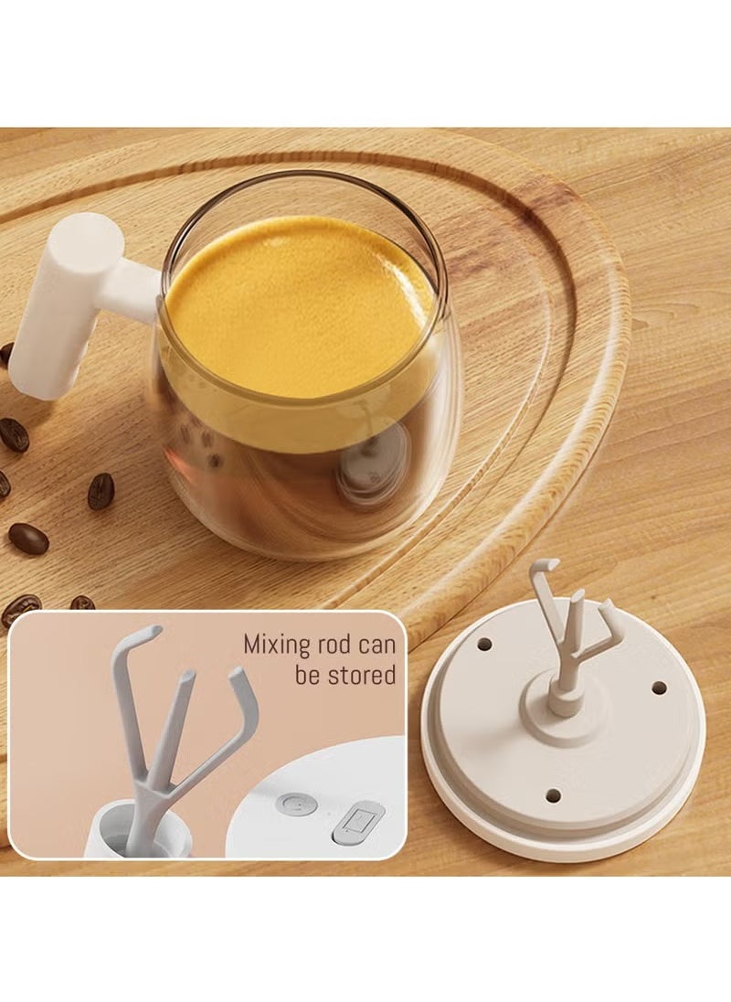 MIXDE - Electric High Speed Mixing Cup, Upgrade Rechargeable Waterproof Glass Self Stirring Mug, 400ml Coffee Mixing Mug with Lid Detachable Stirring Rod for Home Office - Image 1