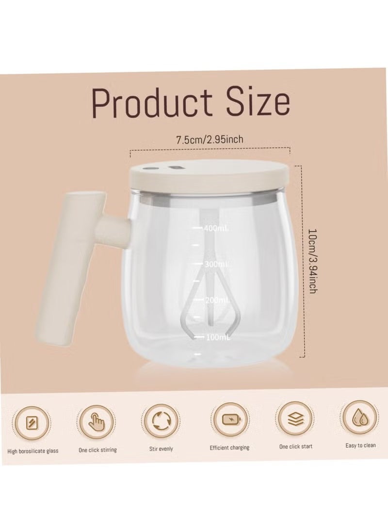 MIXDE - Electric High Speed Mixing Cup, Upgrade Rechargeable Waterproof Glass Self Stirring Mug, 400ml Coffee Mixing Mug with Lid Detachable Stirring Rod for Home Office - Image 1