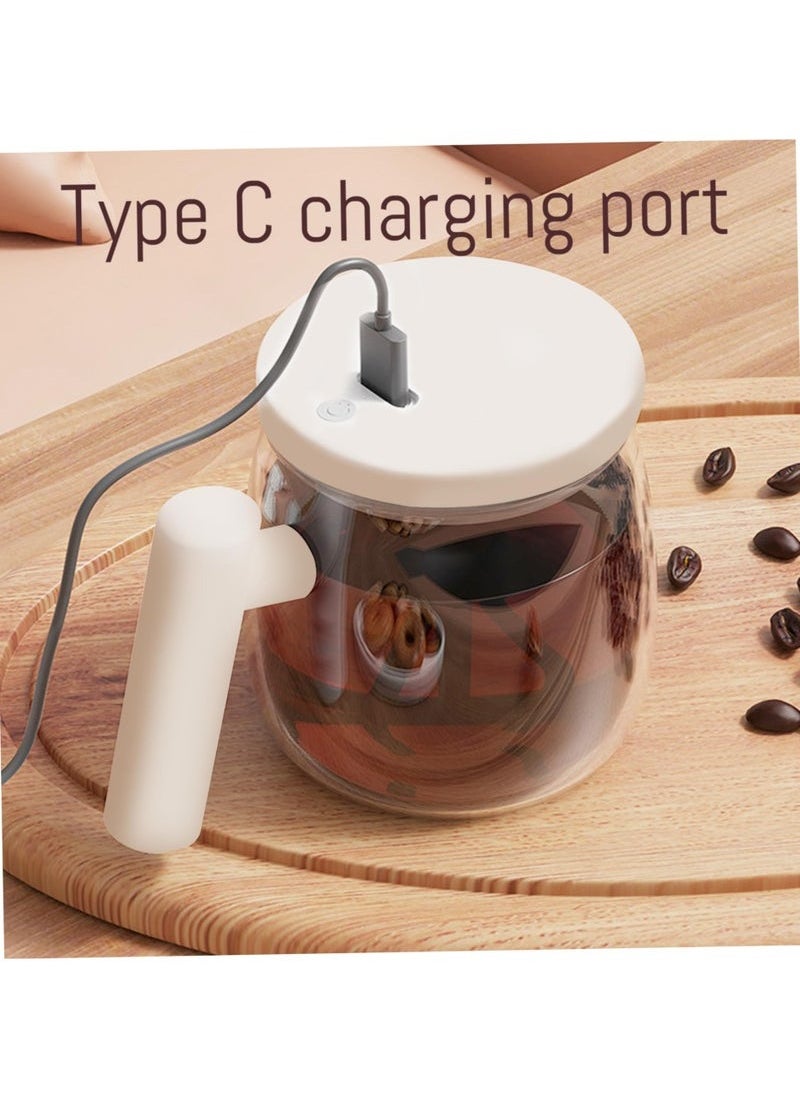 MIXDE - Electric High Speed Mixing Cup, Upgrade Rechargeable Waterproof Glass Self Stirring Mug, 400ml Coffee Mixing Mug with Lid Detachable Stirring Rod for Home Office - Image 1