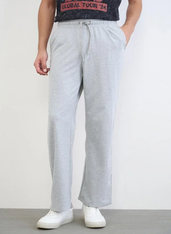 Styli Men Straight Leg Cotton Blend Joggers with Drawcord