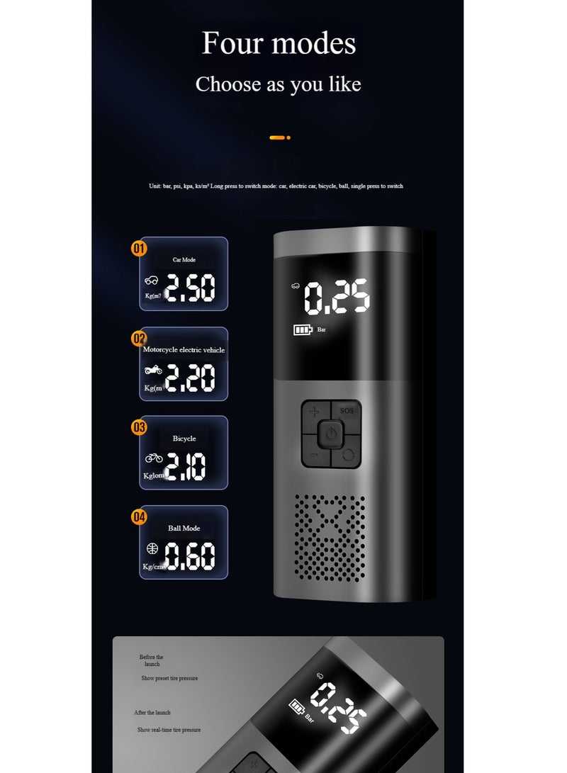 027 Wired/storage Bag Car Wireless Air Pump Portable Car Tire Small Air Pump Electric Handheld Inflator - Image 3