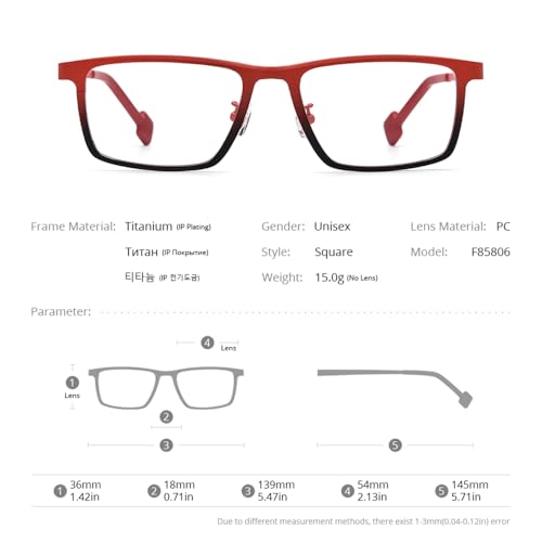 FONEX Colorful Pure Titanium Glasses Frame Men Retro Square Eyeglasses Women Vintage Optical Eyewear (F85806_Green, Clear) - Image 3