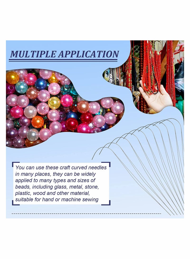 SOLARAE 10 Pieces 4 Inch Big Eye Curved Beading Needle Stainless Steel Beading Needles Silver Curved Sewing Needles DIY Bead Spinner Needles Craft Curved Needles Sewing Tool for Bead Needles Tool - Image 5