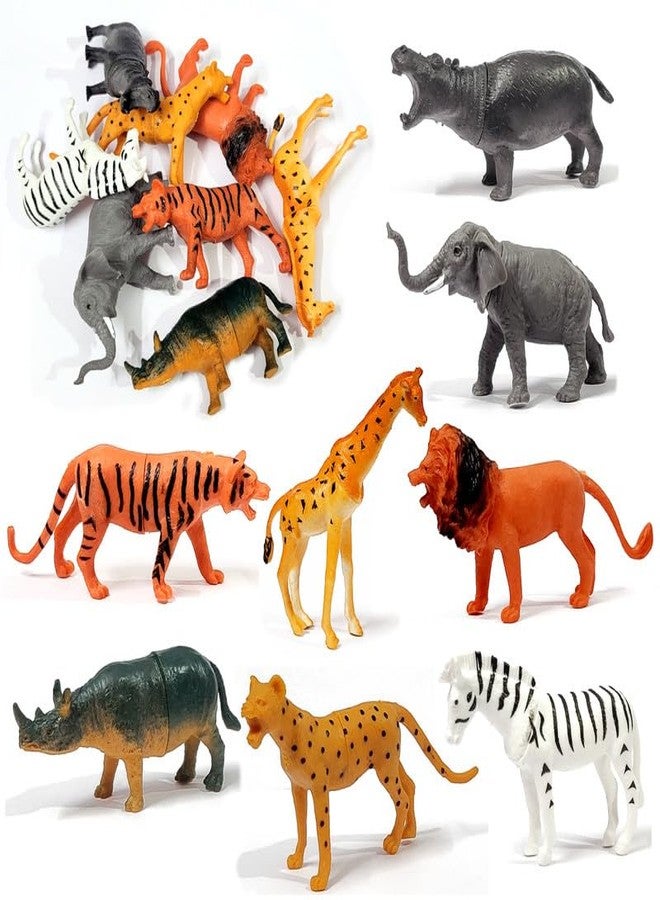BABRO - 8 Pcs Wild Animal Rubber Toy Set | Jungle Animal Figures for Kids | Soft & Safe Playset - Image 1