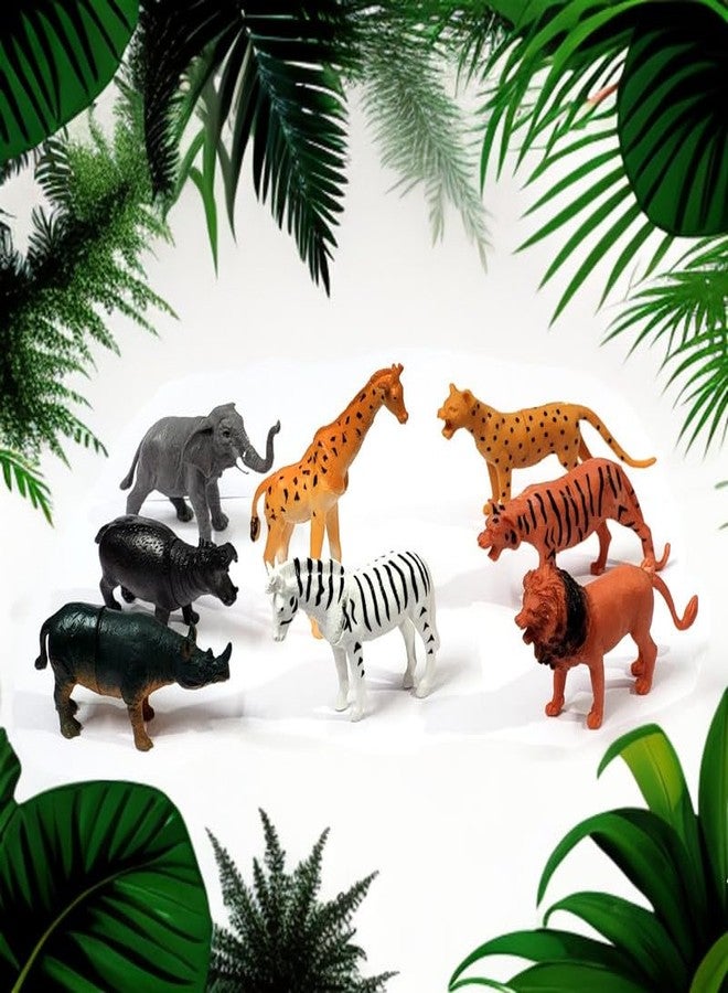 BABRO - 8 Pcs Wild Animal Rubber Toy Set | Jungle Animal Figures for Kids | Soft & Safe Playset - Image 2