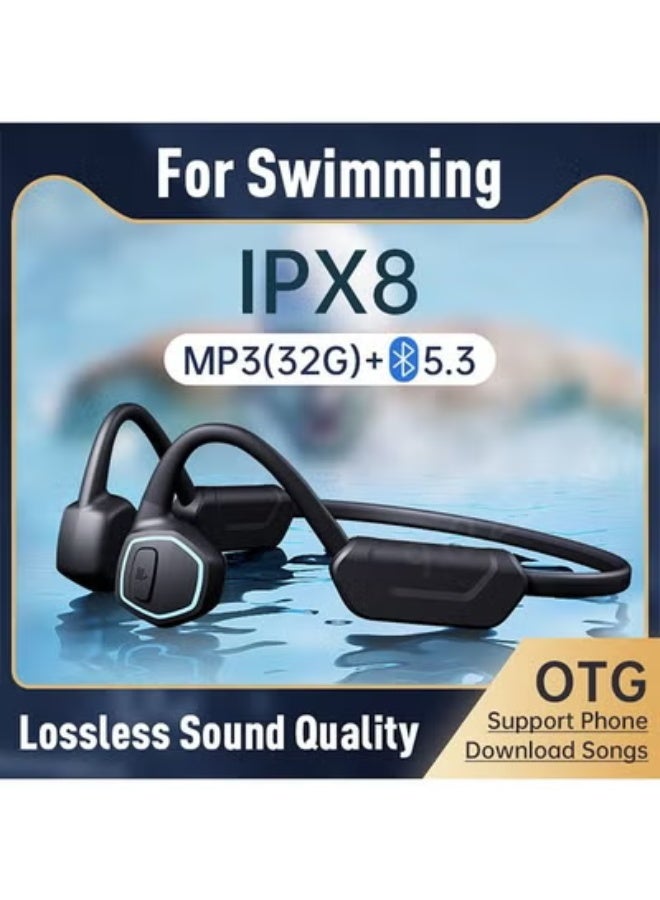 AROAQ Bone Conduction Earphones Bluetooth Wireless IPX8 Waterproof MP3 Player Hifi Headphone With Mic Headset For Swimming - Image 1